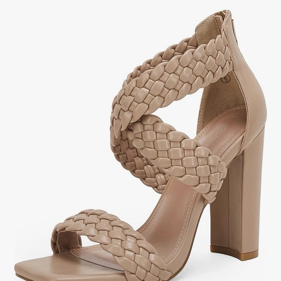 Shoes - Elegant Tan Braided Women's Heels
